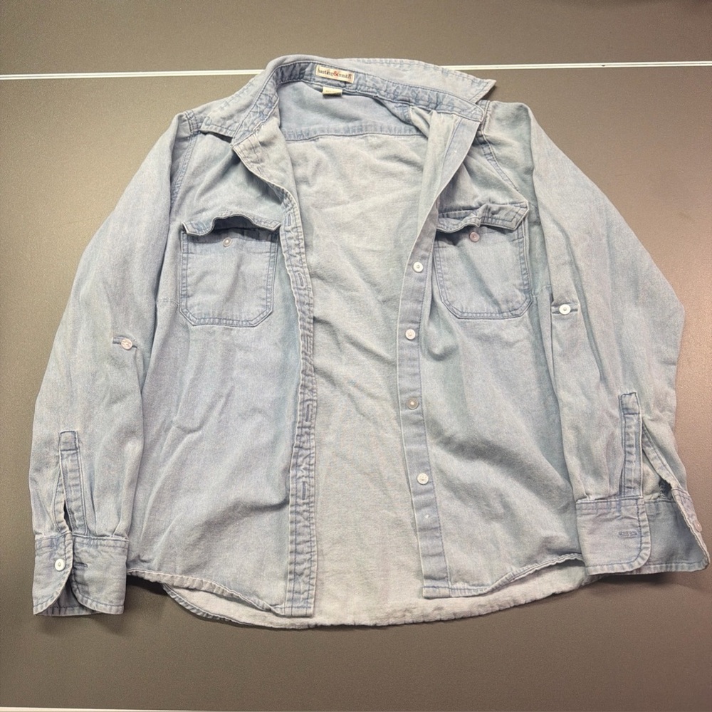 Hasting & Smith Button Down Shirt Adult Men Medium Blue LongSleeve Chest Pockets